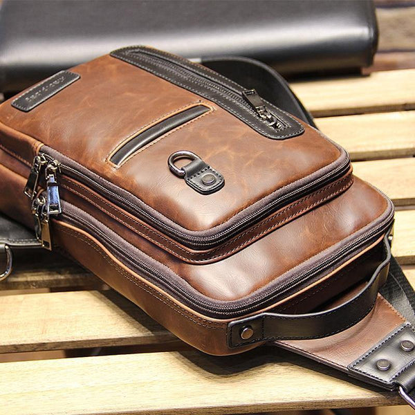 Planet Gates Fashion Crazy Horse chest bag male Korean tide chest pack men bag