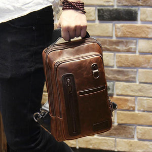 Planet Gates Fashion Crazy Horse chest bag male Korean tide chest pack men bag