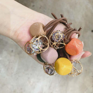 Fashion Crystal Square Hollow Elastic Hair Bands Pink Green Yellow Elastic Band Geometric For Women Rubber Hair Accessories Gift
