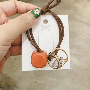 Fashion Crystal Square Hollow Elastic Hair Bands Pink Green Yellow Elastic Band Geometric For Women Rubber Hair Accessories Gift