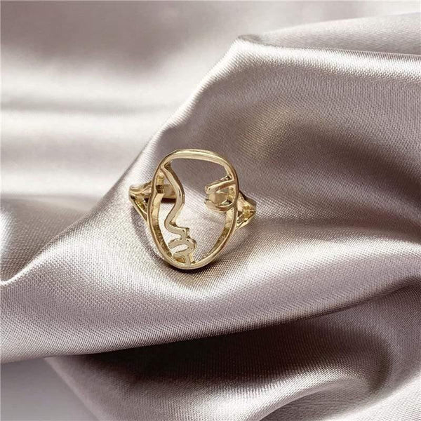 Fashion  Face Metal Smooth Open Adjustable Ring For Women Female Girl Party Korea Jewelry Accessories