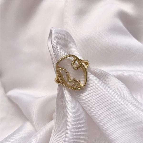 Fashion  Face Metal Smooth Open Adjustable Ring For Women Female Girl Party Korea Jewelry Accessories