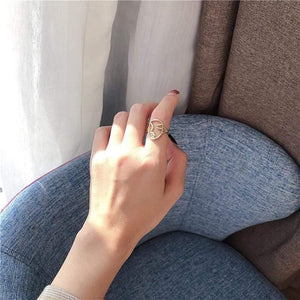Fashion  Face Metal Smooth Open Adjustable Ring For Women Female Girl Party Korea Jewelry Accessories