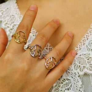 Fashion  Face Metal Smooth Open Adjustable Ring For Women Female Girl Party Korea Jewelry Accessories
