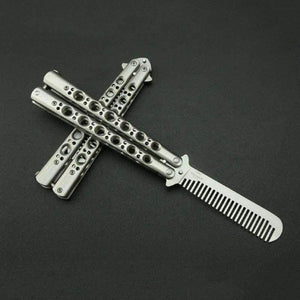 Planet Gates Fashion Folding Practice Butterfly Comb Stunning Metal Steel Trainer Training Tool for men Hair Styling Care Tool