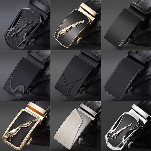 Fashion High Quality Business Male Men's Belts Belts For Men Genuine Leather Cow Skin Black Belt Automatic Buckle