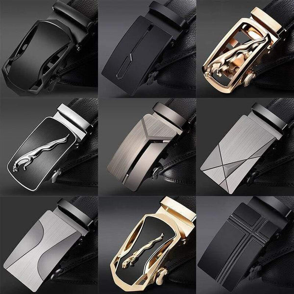 Fashion High Quality Business Male Men's Belts Belts For Men Genuine Leather Cow Skin Black Belt Automatic Buckle