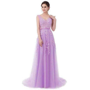 Planet Gates Fashion Hot Sell Sweet Light Blue Lace V-neck Lacing Long Evening Dress The Bride Party Sexy Backless Prom Dresses Custom