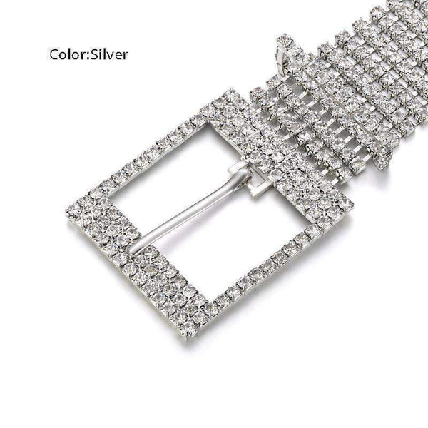 Planet Gates Fashion luxury ten row bright full rhinestone inlaid women's belt female bride wide bling crystal diamond waist chain belt 07