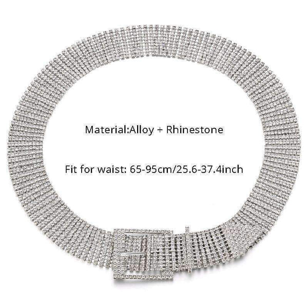 Planet Gates Fashion luxury ten row bright full rhinestone inlaid women's belt female bride wide bling crystal diamond waist chain belt 07