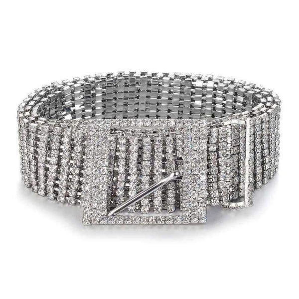 Planet Gates Fashion luxury ten row bright full rhinestone inlaid women's belt female bride wide bling crystal diamond waist chain belt 07