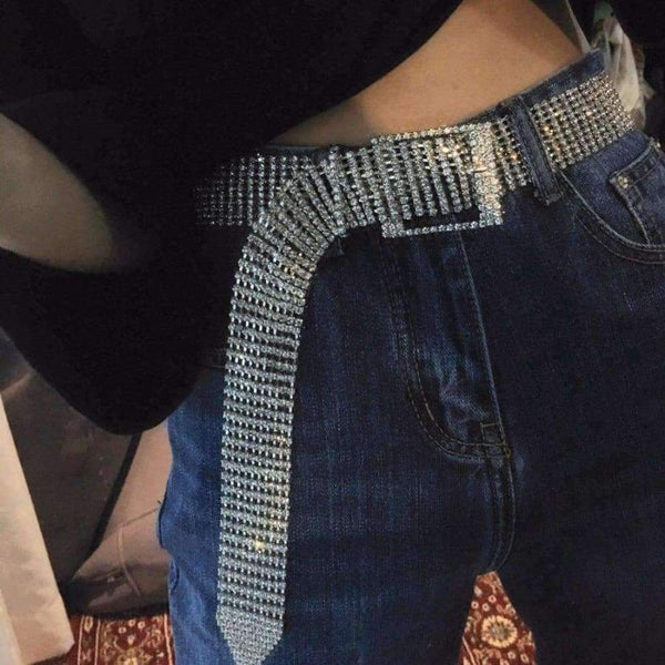 Planet Gates Fashion luxury ten row bright full rhinestone inlaid women's belt female bride wide bling crystal diamond waist chain belt 07