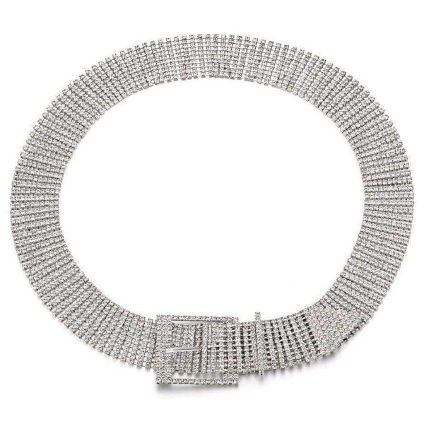 Planet Gates Fashion luxury ten row bright full rhinestone inlaid women's belt female bride wide bling crystal diamond waist chain belt 07