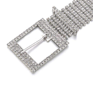 Planet Gates Fashion luxury ten row bright full rhinestone inlaid women's belt female bride wide bling crystal diamond waist chain belt 07