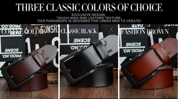 Planet Gates Fashion male belt cow genuine leather belts hot sale strap pin buckle black brown coffee waistband free shipping