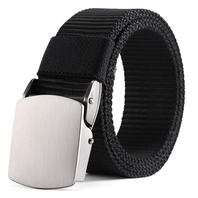 Fashion Male Black Nylon Belt Outdoor Metal Automatic Buckle Canvas Belts Casual Pants Cool Wild Luxury Waist Belts