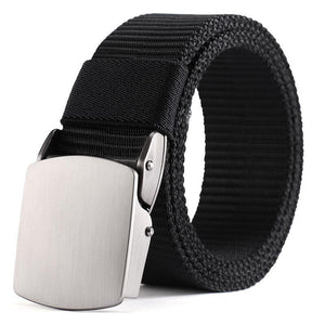 Fashion Male Black Nylon Belt Outdoor Metal Automatic Buckle Canvas Belts Casual Pants Cool Wild Luxury Waist Belts