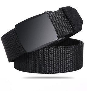 Fashion Male Black Nylon Belt Outdoor Metal Automatic Buckle Canvas Belts Casual Pants Cool Wild Luxury Waist Belts