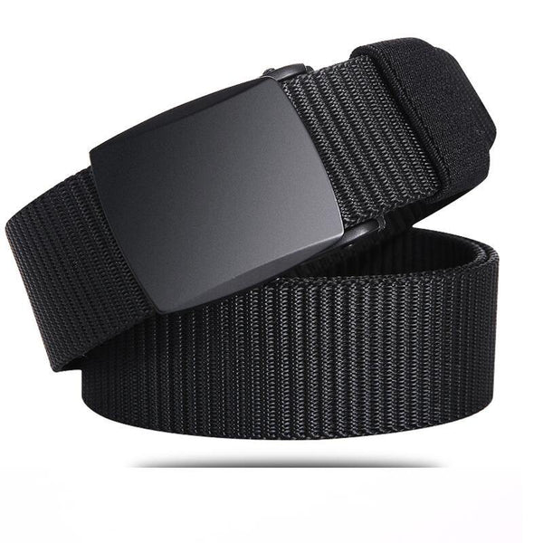 Fashion Male Black Nylon Belt Outdoor Metal Automatic Buckle Canvas Belts Casual Pants Cool Wild Luxury Waist Belts