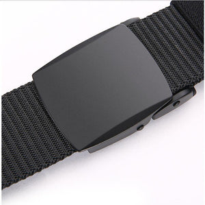 Fashion Male Black Nylon Belt Outdoor Metal Automatic Buckle Canvas Belts Casual Pants Cool Wild Luxury Waist Belts