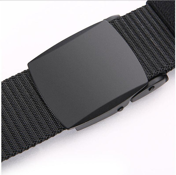 Fashion Male Black Nylon Belt Outdoor Metal Automatic Buckle Canvas Belts Casual Pants Cool Wild Luxury Waist Belts