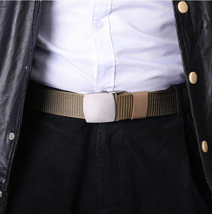 Fashion Male Black Nylon Belt Outdoor Metal Automatic Buckle Canvas Belts Casual Pants Cool Wild Luxury Waist Belts