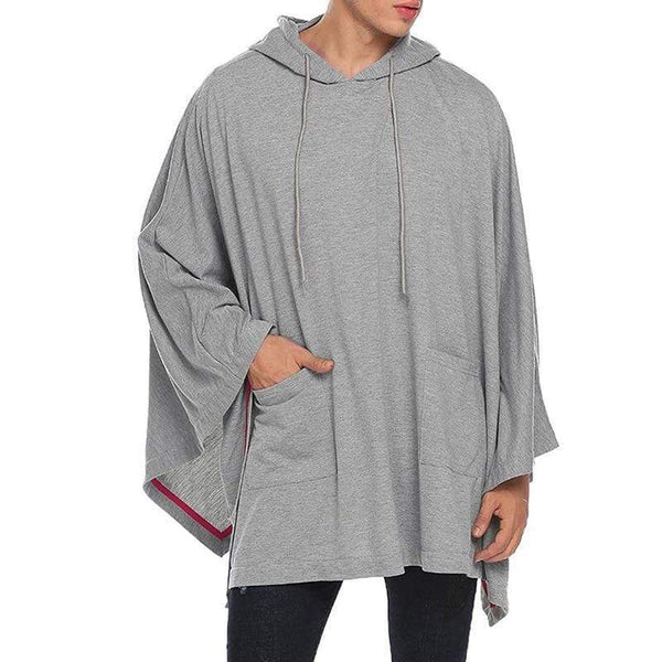 Planet Gates Fashion Men Cloak Hoodies Solid Color Loose Hooded Cape Streetwear Casual Chic Men Sweatshirts Pockets Poncho 5XL