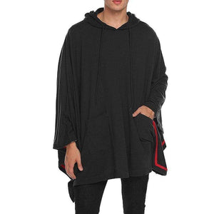 Planet Gates Fashion Men Cloak Hoodies Solid Color Loose Hooded Cape Streetwear Casual Chic Men Sweatshirts Pockets Poncho 5XL