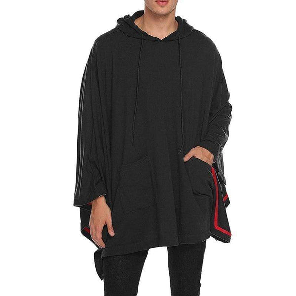 Planet Gates Fashion Men Cloak Hoodies Solid Color Loose Hooded Cape Streetwear Casual Chic Men Sweatshirts Pockets Poncho 5XL