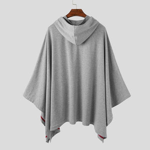 Planet Gates Fashion Men Cloak Hoodies Solid Color Loose Hooded Cape Streetwear Casual Chic Men Sweatshirts Pockets Poncho 5XL