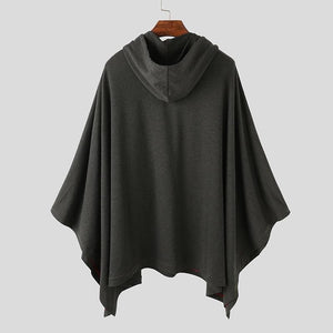 Planet Gates Fashion Men Cloak Hoodies Solid Color Loose Hooded Cape Streetwear Casual Chic Men Sweatshirts Pockets Poncho 5XL