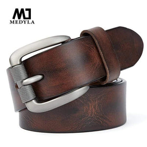 Fashion Men's Belt Top Natural Genuine Leather Sturdy Buckle Men Vintage Belt Suitable For Jeans Casual Pants Cummerbund