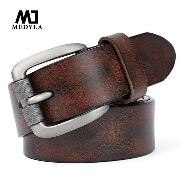 Fashion Men's Belt Top Natural Genuine Leather Sturdy Buckle Men Vintage Belt Suitable For Jeans Casual Pants Cummerbund