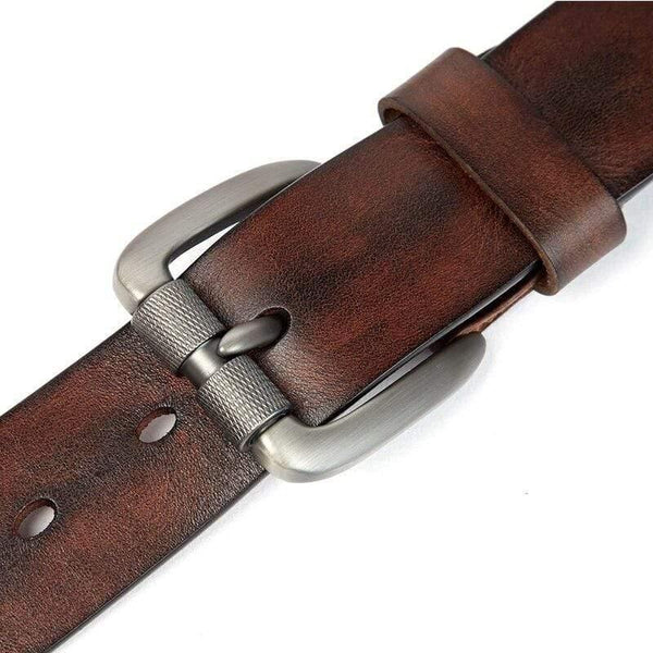 Fashion Men's Belt Top Natural Genuine Leather Sturdy Buckle Men Vintage Belt Suitable For Jeans Casual Pants Cummerbund