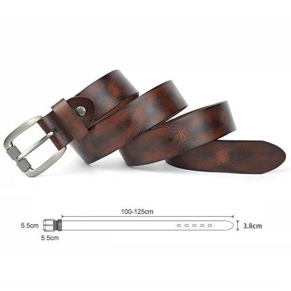 Fashion Men's Belt Top Natural Genuine Leather Sturdy Buckle Men Vintage Belt Suitable For Jeans Casual Pants Cummerbund