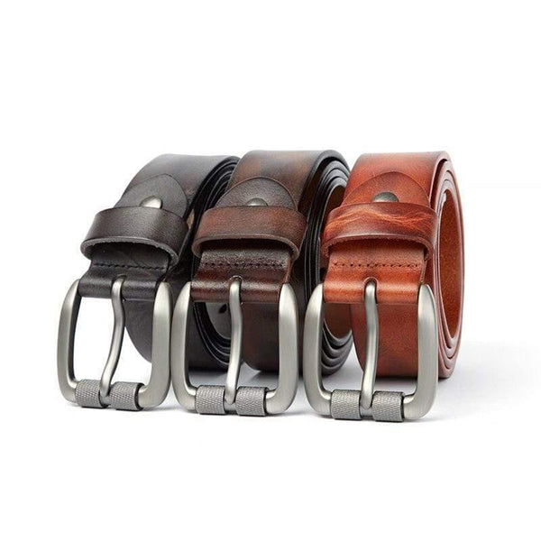 Fashion Men's Belt Top Natural Genuine Leather Sturdy Buckle Men Vintage Belt Suitable For Jeans Casual Pants Cummerbund