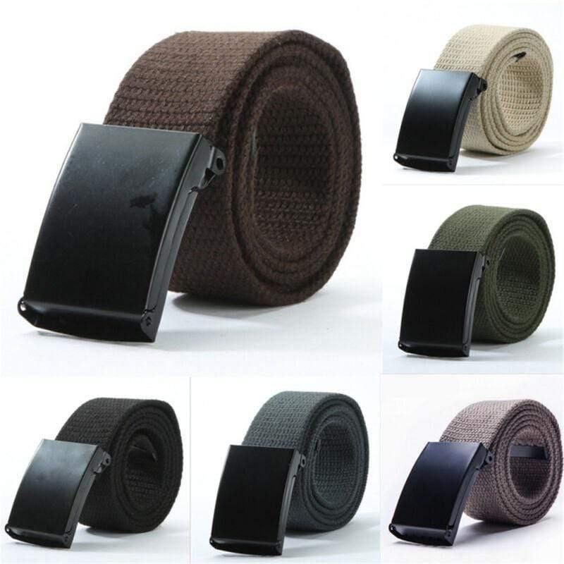 Fashion Men's Plain Webbing Waist Belt Casual Unisex Solid Color Knitted Canvas Belt