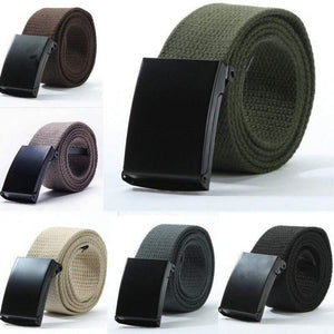 Fashion Men's Plain Webbing Waist Belt Casual Unisex Solid Color Knitted Canvas Belt