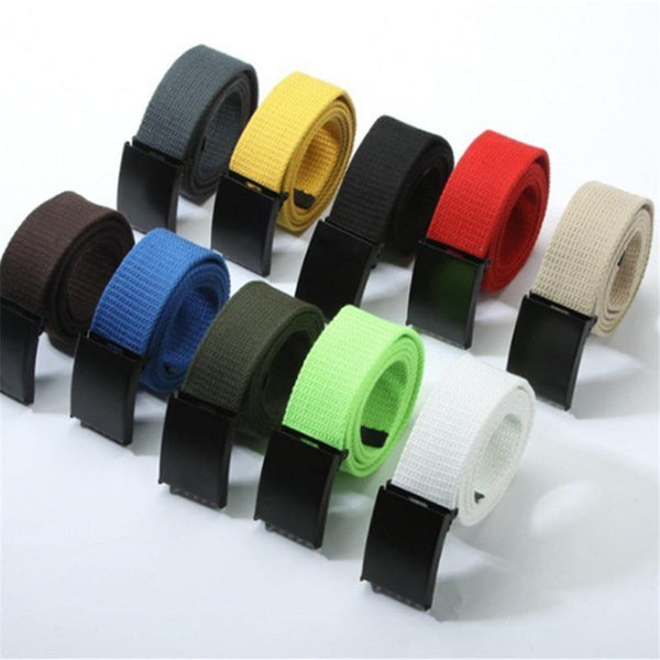 Fashion Men's Plain Webbing Waist Belt Casual Unisex Solid Color Knitted Canvas Belt
