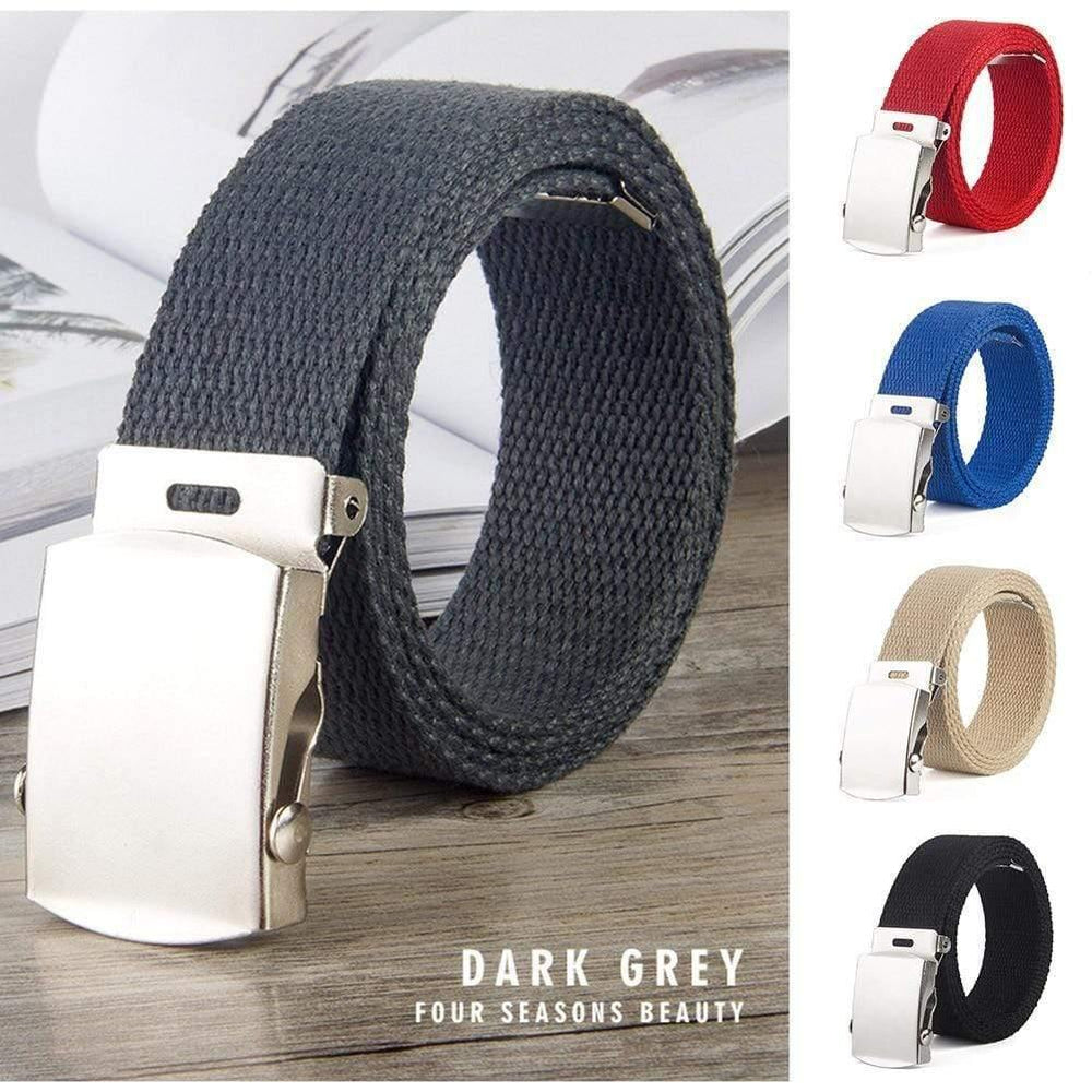 Fashion Men Women Canvas Waist Belt Ceinture Femme Couple Casual Metal Automatic Buckle Waistband New Wild Unisex Belts