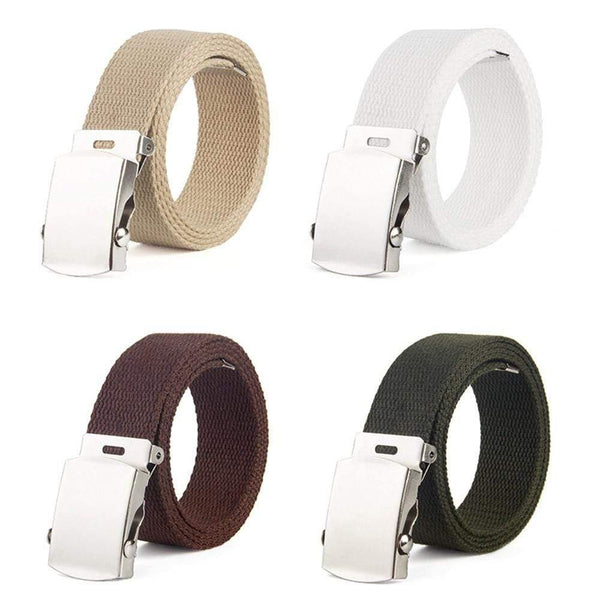 Fashion Men Women Canvas Waist Belt Ceinture Femme Couple Casual Metal Automatic Buckle Waistband New Wild Unisex Belts