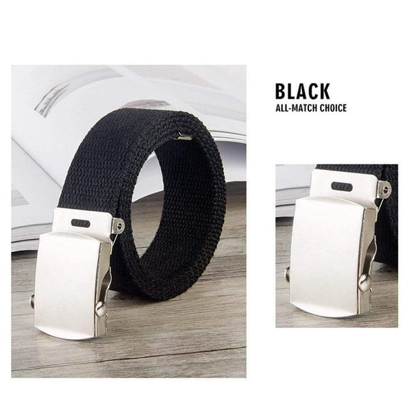 Fashion Men Women Canvas Waist Belt Ceinture Femme Couple Casual Metal Automatic Buckle Waistband New Wild Unisex Belts
