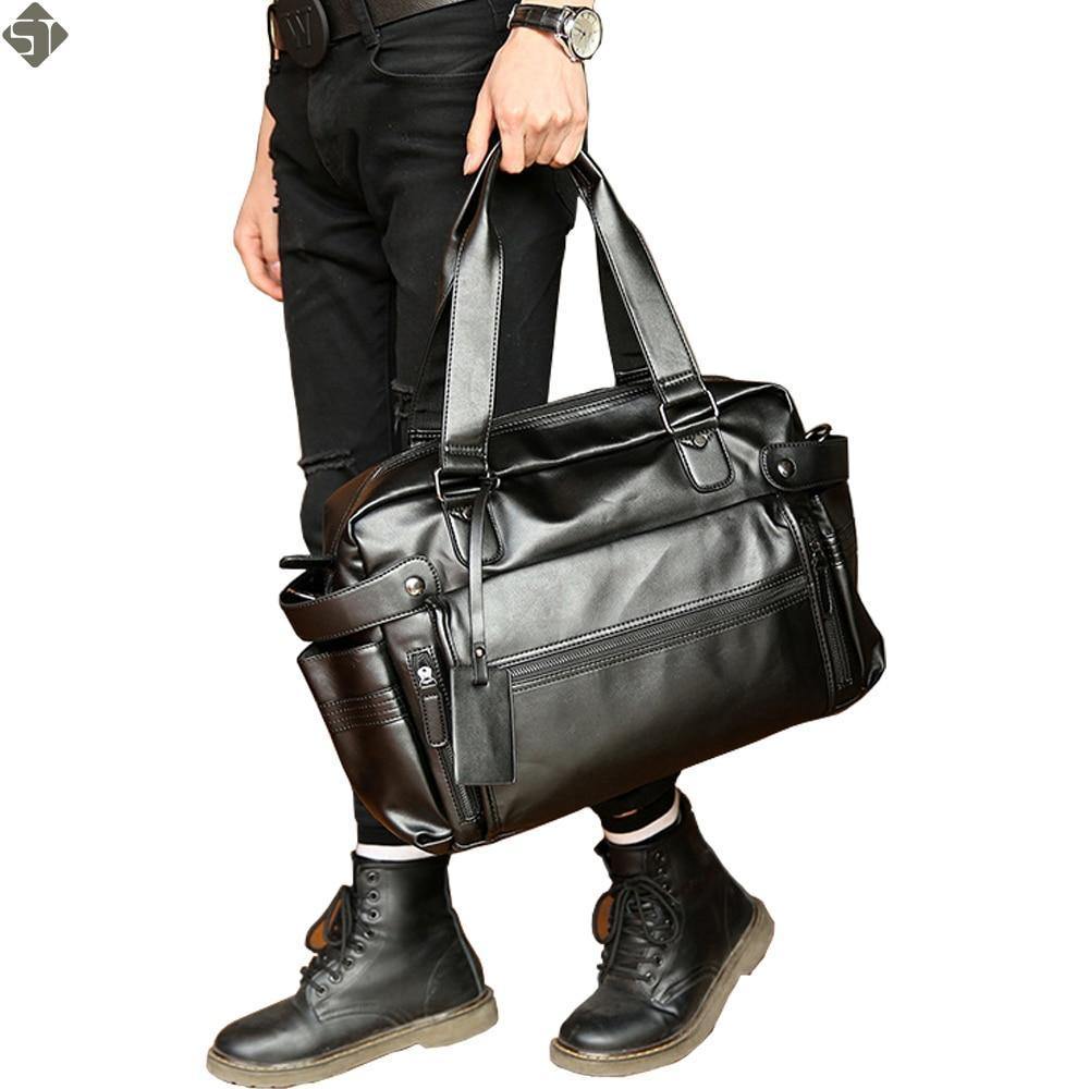 Planet Gates Fashion mens leather travel bag vintage duffle handbags large men business luggage bag with shoulder strap sac voyages