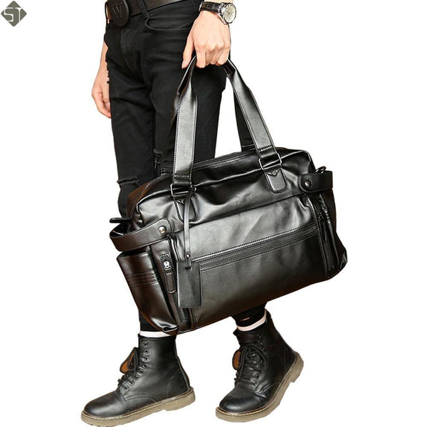 Planet Gates Fashion mens leather travel bag vintage duffle handbags large men business luggage bag with shoulder strap sac voyages