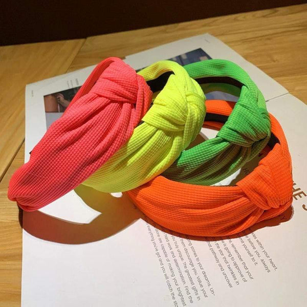 Fashion Neon Color Cloth Women Hairbands Bow-knot Girl's Headbands Lady's Headwear Hair Accessories