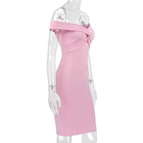 Planet Gates Fashion Pink off shoulder party dress bodycon club sexy dress women sundress crisscross 2018 summer dresses short