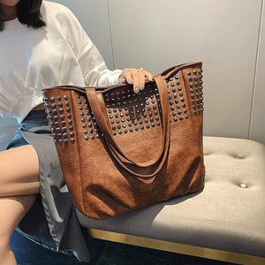 Fashion Rivet Shoulder Bags For Women Leather Luxury Handbags Women Bags Designer Ladies