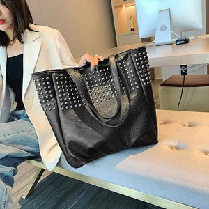 Fashion Rivet Shoulder Bags For Women Leather Luxury Handbags Women Bags Designer Ladies