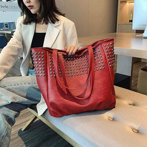 Fashion Rivet Shoulder Bags For Women Leather Luxury Handbags Women Bags Designer Ladies