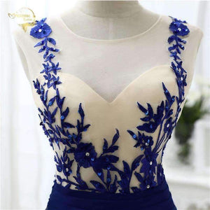 Planet Gates Fashion Sexy Chiffon Blue Party Evening Dresses 2018 Long Formal Prom Robe De Soiree Woman's Dress OL3102 PlUS